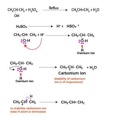 Acid catalyzed dehydration of alcohols