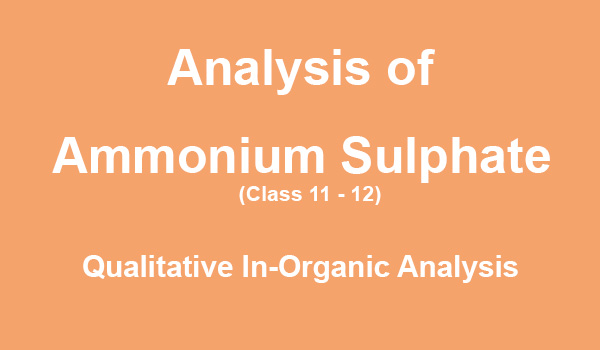Ammonium Sulphate analysis